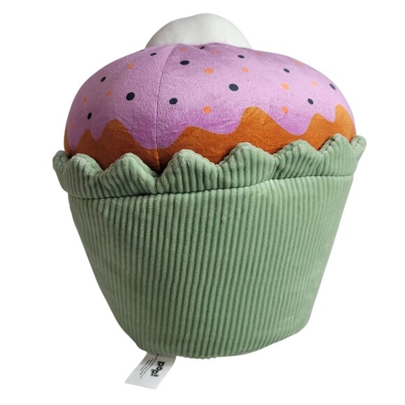 Pop! Happy Smiling Cupcake Plush Green Pink Spooky Eye On Top Ribbed NWOT - Picture 5 of 10